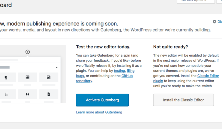 Try New WordPress editor Callout in 4.9.8 Beta 2
