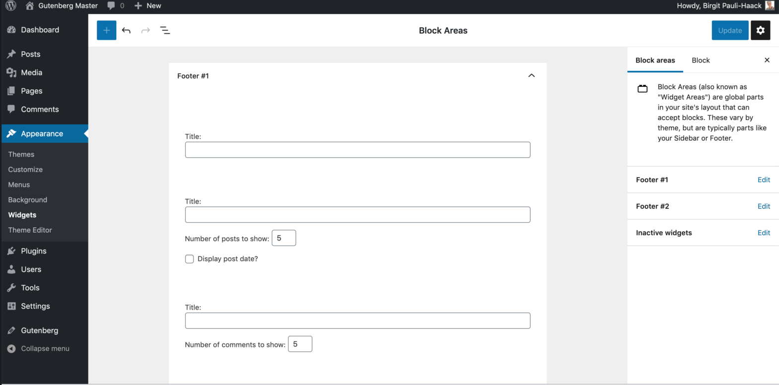 New Block-Based Widget Screen in Gutenberg 8.9 – First Tests
