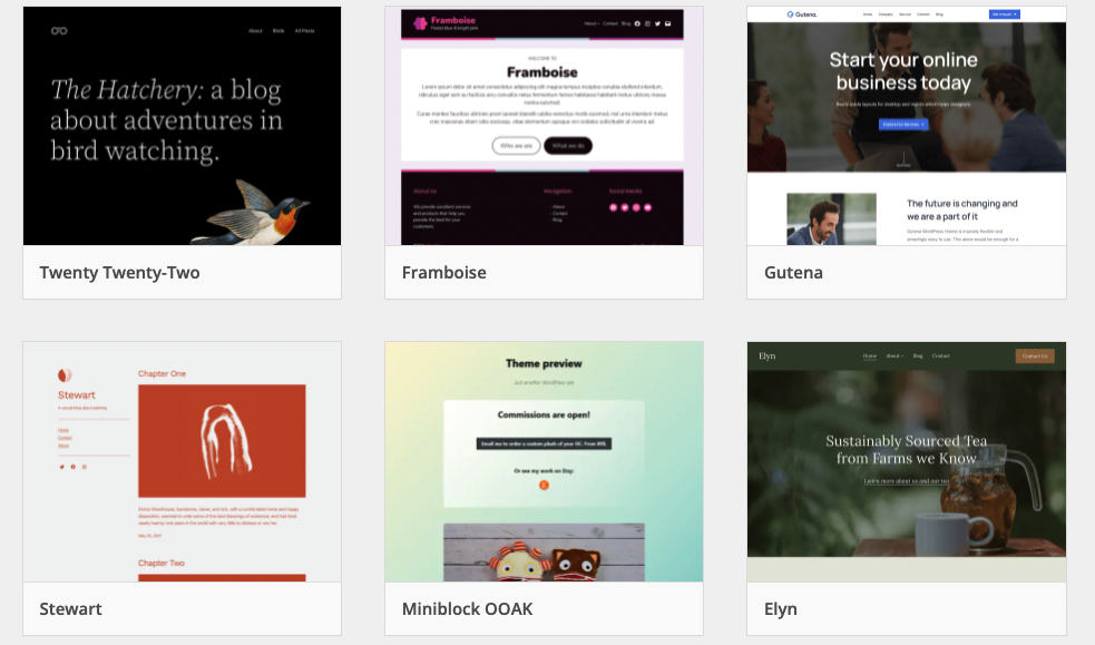 Block Themes in the WordPress Directory